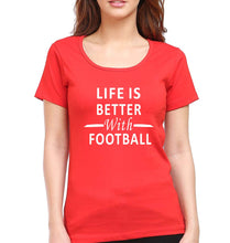 Load image into Gallery viewer, Life Football T-Shirt for Women-XS(32 Inches)-Red-Ektarfa.online
