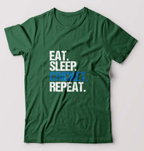 Load image into Gallery viewer, Eat Sleep Cricket Repeat T-Shirt for Men-S(38 Inches)-Bottle Green-Ektarfa.online
