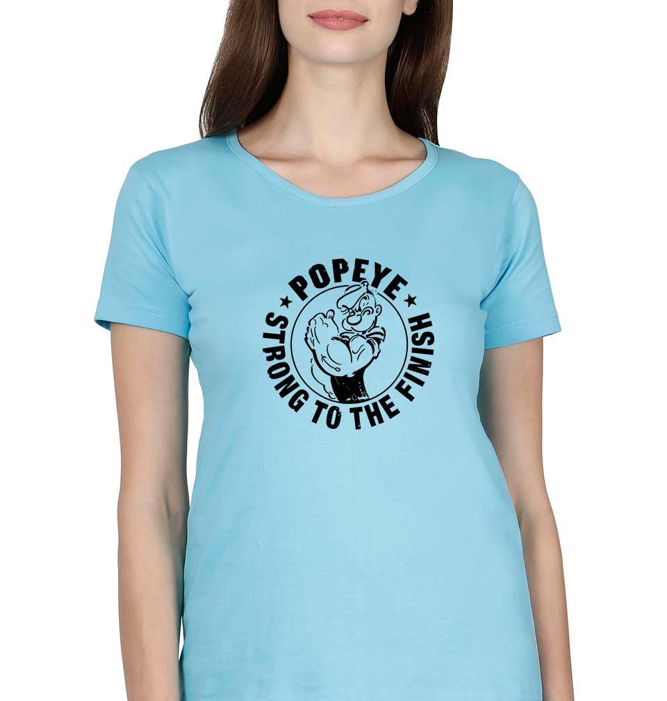Popeye T-Shirt for Women-XS(32 Inches)-SkyBlue-Ektarfa.online