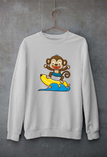 Load image into Gallery viewer, Monkey Banana Unisex Sweatshirt for Men/Women-S(40 Inches)-Grey Melange-Ektarfa.online
