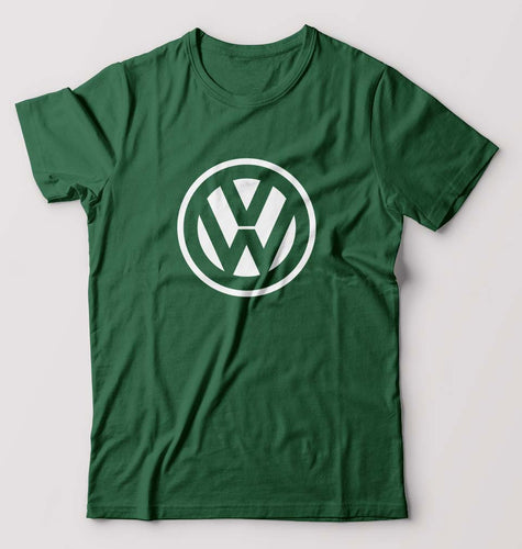 volkswagen T-Shirt for Men-S(38 Inches)-Bottle Green-Ektarfa.online
