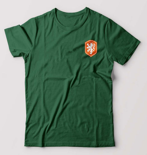 Netherlands Football T-Shirt for Men-S(38 Inches)-Bottle Green-Ektarfa.online