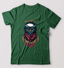 Load image into Gallery viewer, Owl Music T-Shirt for Men-S(38 Inches)-Bottle Green-Ektarfa.online
