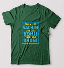 Load image into Gallery viewer, CRICKET Sachin Kohli Dhoni T-Shirt for Men-S(38 Inches)-Bottle Green-Ektarfa.online
