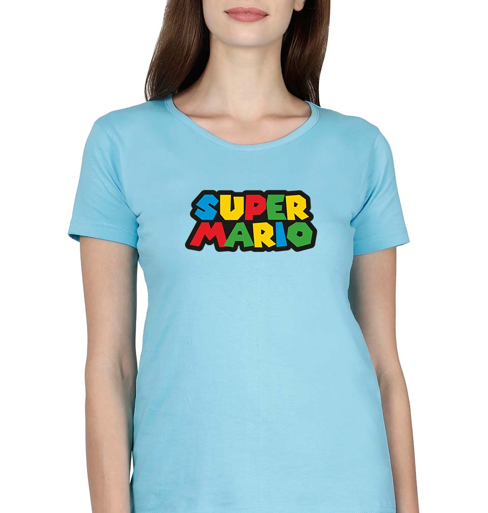 Super Mario T-Shirt for Women-XS(32 Inches)-SkyBlue-Ektarfa.online