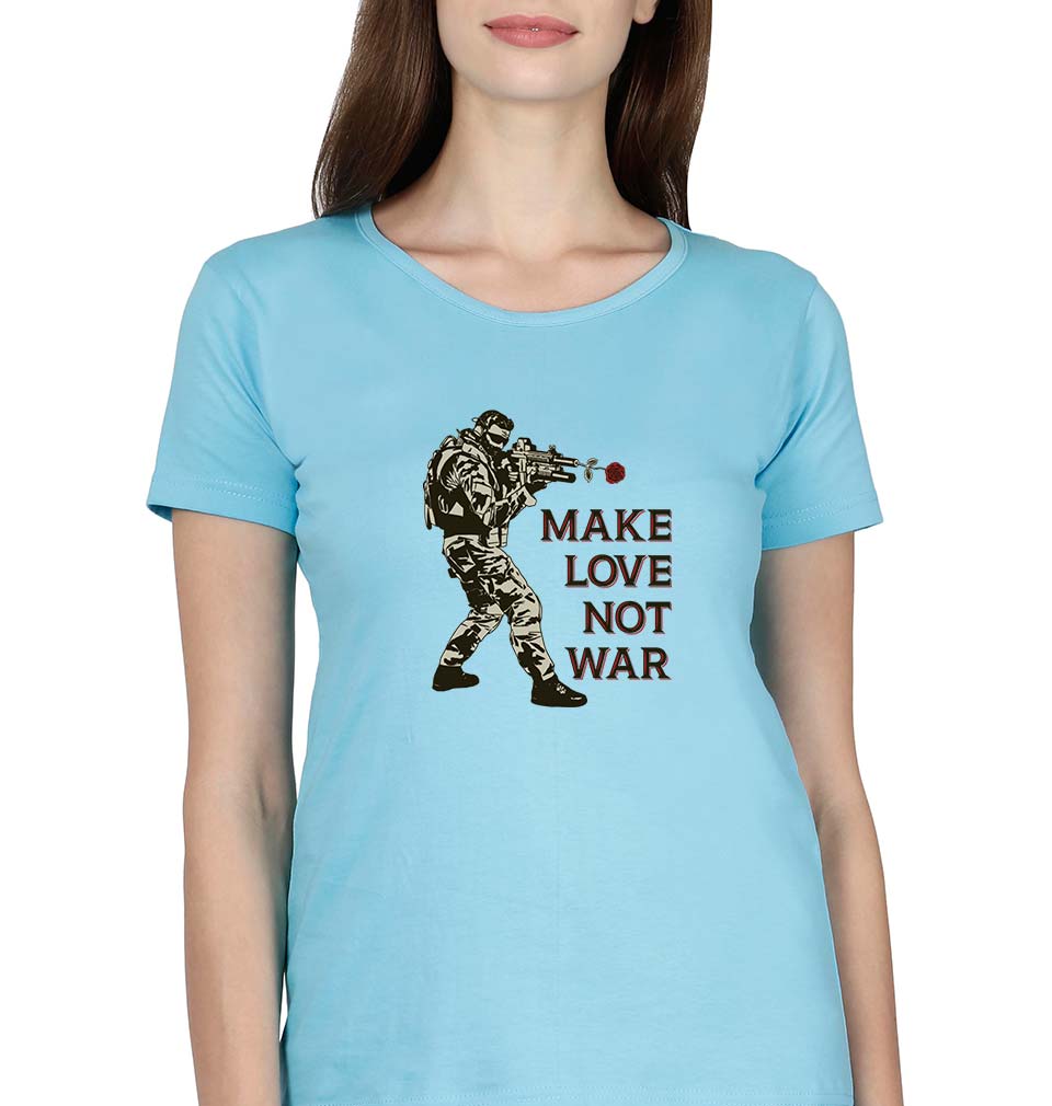 Guns N' Roses Make Love Not War T-Shirt for Women-XS(32 Inches)-SkyBlue-Ektarfa.online