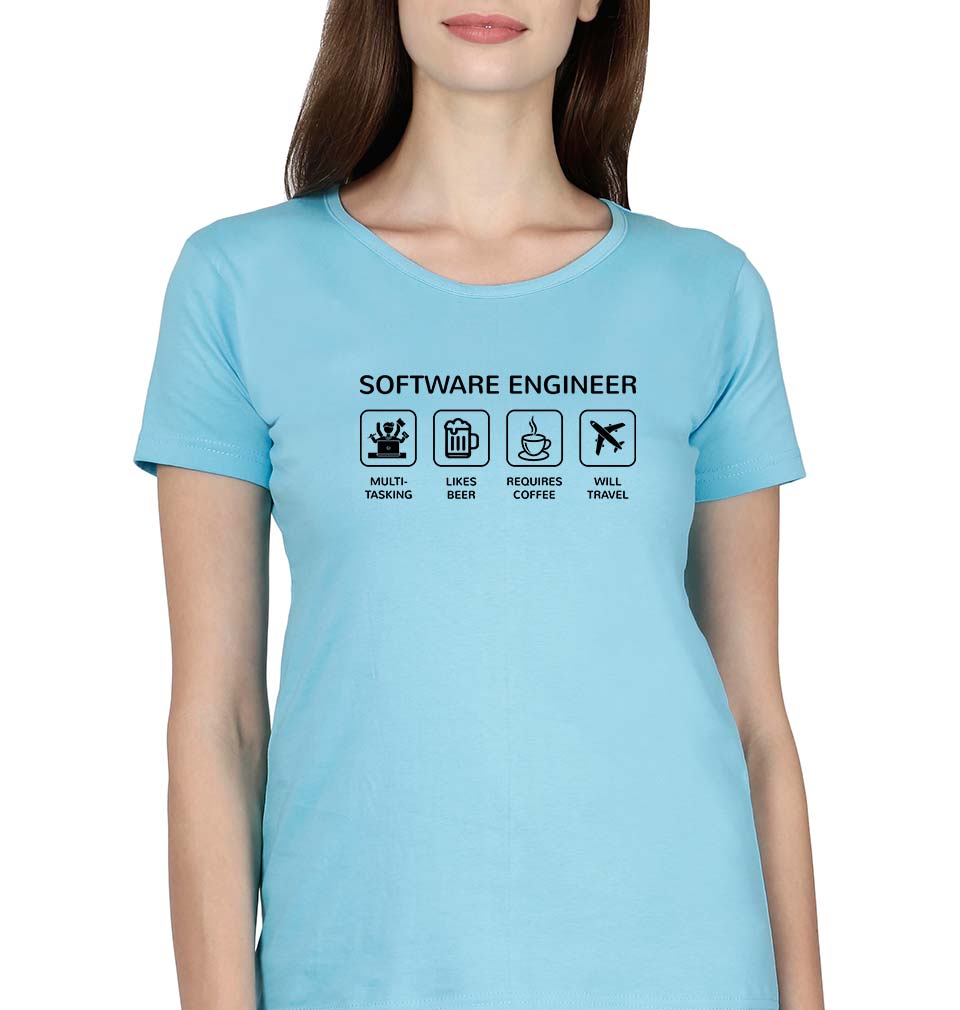 Software Engineer T-Shirt for Women-SkyBlue-Ektarfa.online