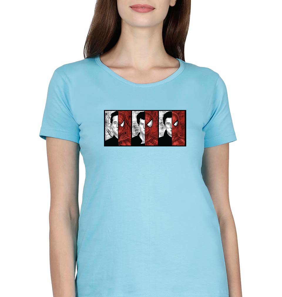 Spiderman Superhero T-Shirt for Women-SkyBlue-Ektarfa.online