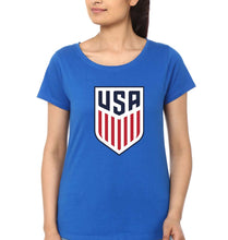Load image into Gallery viewer, USA Football T-Shirt for Women-XS(32 Inches)-Royal Blue-Ektarfa.online
