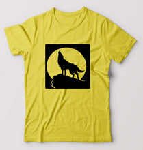 Load image into Gallery viewer, Wolf T-Shirt for Men-S(38 Inches)-Yellow-Ektarfa.online
