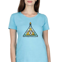 Load image into Gallery viewer, Psychedelic Triangle eye T-Shirt for Women-XS(32 Inches)-SkyBlue-Ektarfa.online
