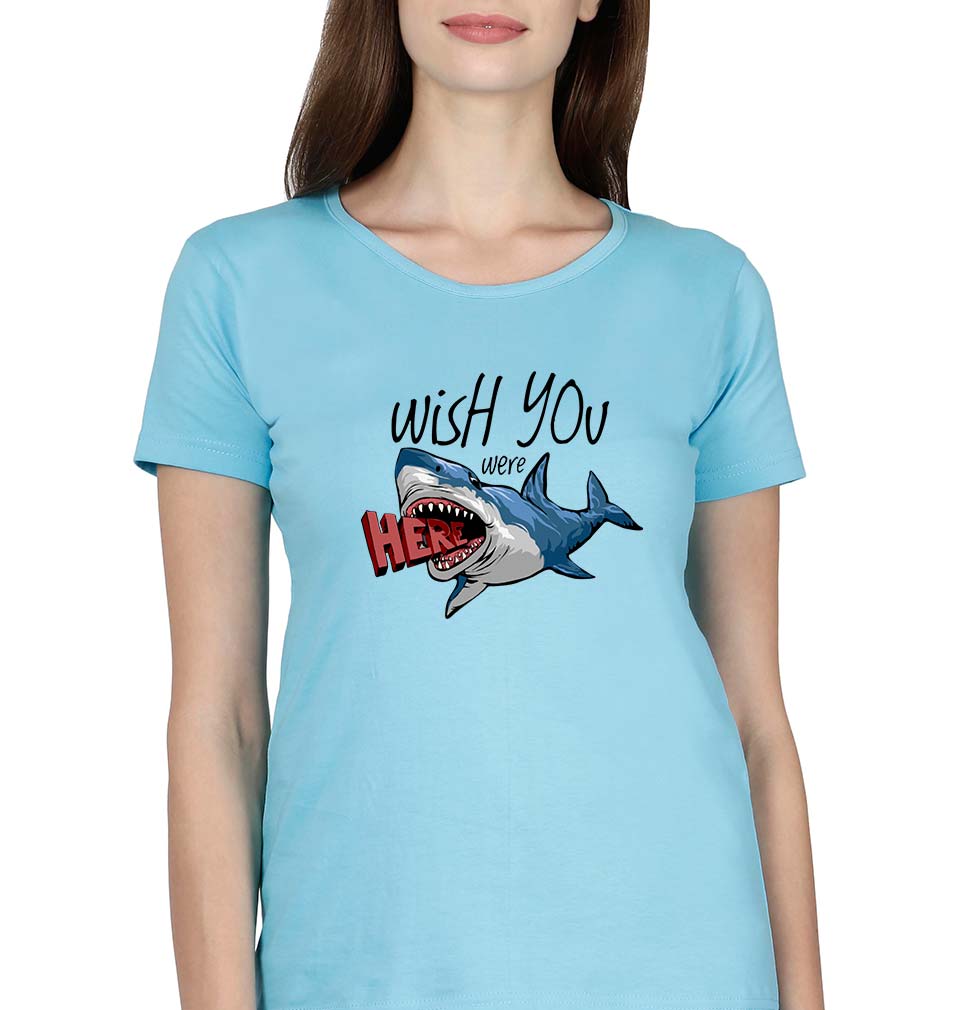 Shark T-Shirt for Women-XS(32 Inches)-SkyBlue-Ektarfa.online