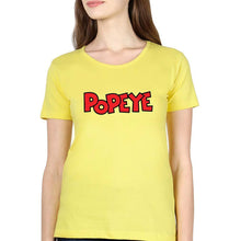 Load image into Gallery viewer, Popeye T-Shirt for Women-XS(32 Inches)-Yellow-Ektarfa.online
