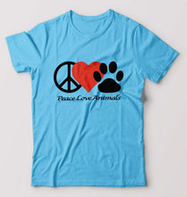 Load image into Gallery viewer, Peace Love Animals T-Shirt for Men-Light Blue-Ektarfa.online
