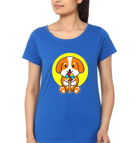 Puppy T-Shirt for Women-Royal Blue-Ektarfa.online