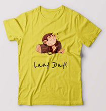 Load image into Gallery viewer, Monkey Lazy Day T-Shirt for Men-S(38 Inches)-Yellow-Ektarfa.online

