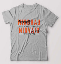 Load image into Gallery viewer, Nirbhau Nirvair T-Shirt for Men-S(38 Inches)-Grey Melange-Ektarfa.online

