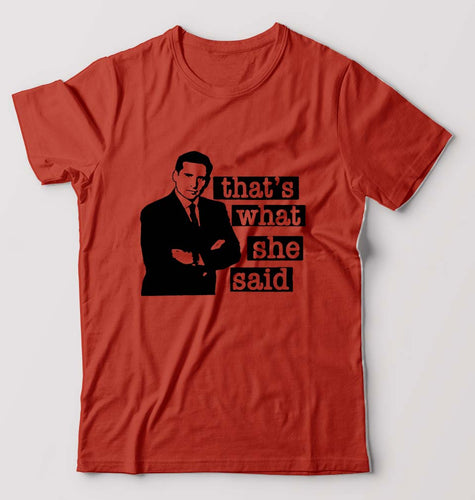 Michael Scott That's What She Said T-Shirt for Men-Brick Red-Ektarfa.online