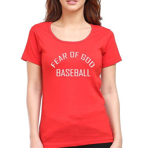 Fear of God Baseball T-Shirt for Women-Red-Ektarfa.online