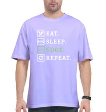 Load image into Gallery viewer, Eat Sleep Code Repeat Oversized T-Shirt for Men-Lavender-Ektarfa.online
