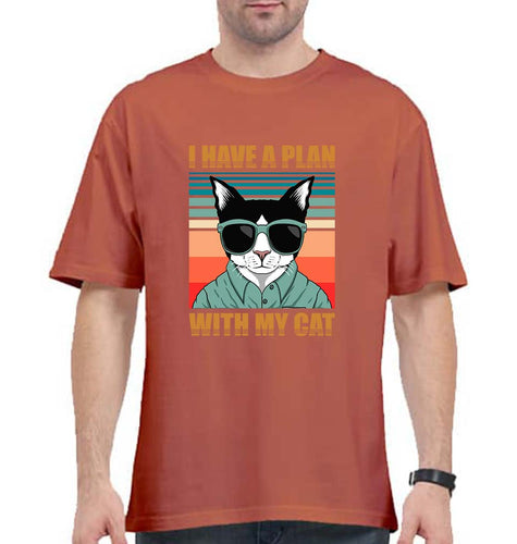 Cat Oversized T-Shirt for Men-Coral-Ektarfa.online