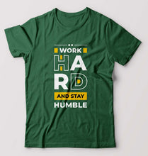Load image into Gallery viewer, Work Hard T-Shirt for Men-S(38 Inches)-Bottle Green-Ektarfa.online
