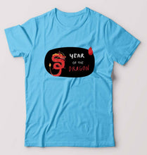 Load image into Gallery viewer, Dragon T-Shirt for Men-S(38 Inches)-Light Blue-Ektarfa.online
