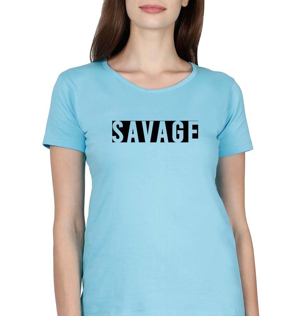 Savage T-Shirt for Women-XS(32 Inches)-SkyBlue-Ektarfa.online