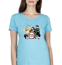Load image into Gallery viewer, Demon Slayer T-Shirt for Women-Light Blue-Ektarfa.online
