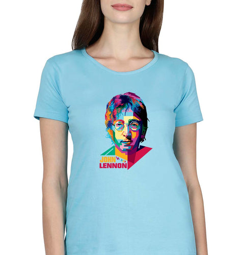 John Lennon T-Shirt for Women-Light Blue-Ektarfa.online