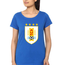 Load image into Gallery viewer, Uruguay Football T-Shirt for Women-XS(32 Inches)-Royal Blue-Ektarfa.online
