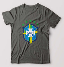 Load image into Gallery viewer, Brazil Football T-Shirt for Men-S(38 Inches)-Charcoal-Ektarfa.online
