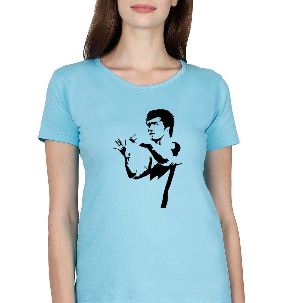 Bruce Lee T-Shirt for Women-XS(32 Inches)-SkyBlue-Ektarfa.online