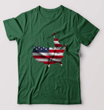 Load image into Gallery viewer, USA America T-Shirt for Men-S(38 Inches)-Bottle Green-Ektarfa.online
