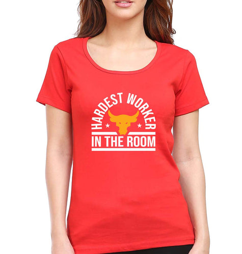 Hardest Worker In the Room Gym T-Shirt for Women-Red-Ektarfa.online