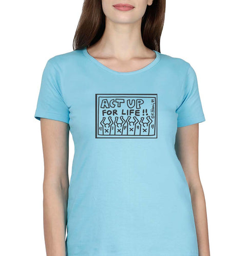 Keith Haring T-Shirt for Women-Light Blue-Ektarfa.online