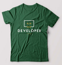 Load image into Gallery viewer, Developer T-Shirt for Men-Bottle Green-Ektarfa.online
