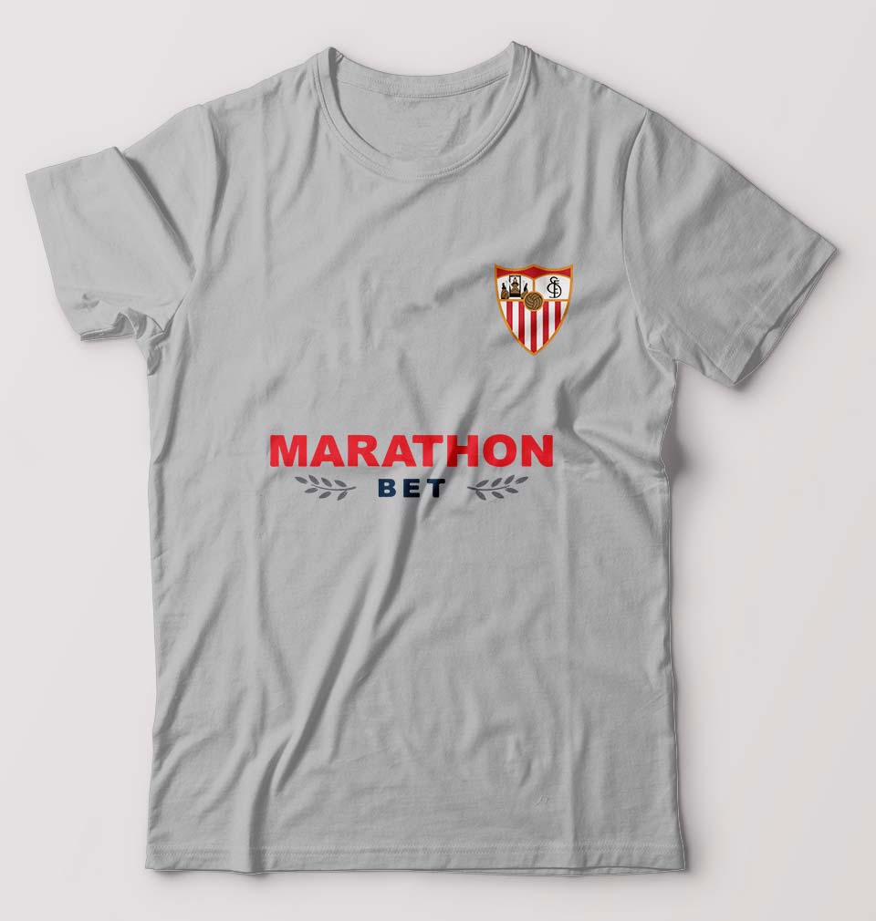 Sevilla FC 2021-22 T-Shirt for Men-S(38 Inches)-Grey Melange-Ektarfa.online