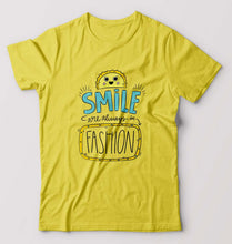 Load image into Gallery viewer, Smile are Always in Fashion T-Shirt for Men-S(38 Inches)-Yellow-Ektarfa.online
