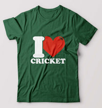 Load image into Gallery viewer, I Love Cricket T-Shirt for Men-Bottle Green-Ektarfa.online
