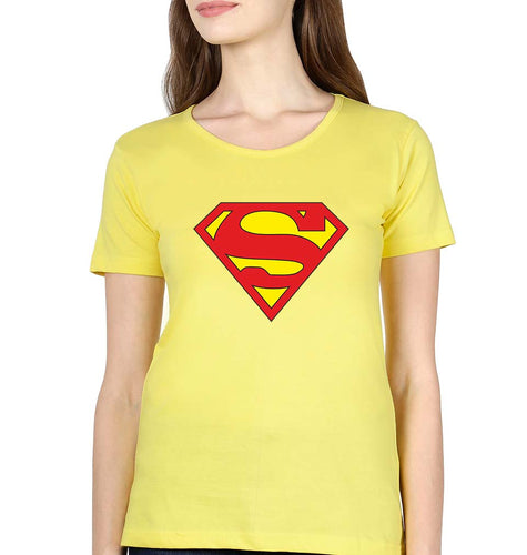 Superman T-Shirt for Women-XS(32 Inches)-Yellow-Ektarfa.online