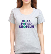 Load image into Gallery viewer, Rock Paper Shotgun T-Shirt for Women-XS(32 Inches)-Grey Melange-Ektarfa.online
