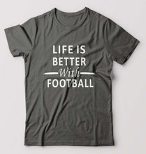 Load image into Gallery viewer, Life Football T-Shirt for Men-S(38 Inches)-Charcoal-Ektarfa.online
