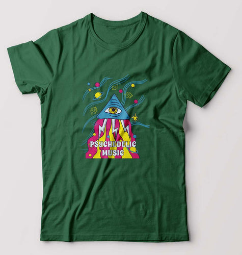 Psychedelic Music T-Shirt for Men-Bottle Green-Ektarfa.online