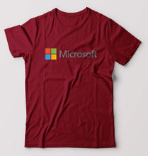 Load image into Gallery viewer, Microsooft T-Shirt for Men-S(38 Inches)-Maroon-Ektarfa.online
