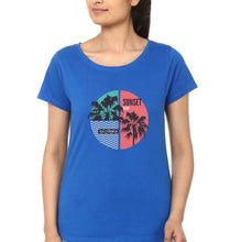 Load image into Gallery viewer, Sunset California T-Shirt for Women-XS(32 Inches)-Royal Blue-Ektarfa.online
