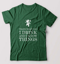 Load image into Gallery viewer, GOT Game of Thrones I Drink And Know Things T-Shirt for Men-S(38 Inches)-Bottle Green-Ektarfa.online
