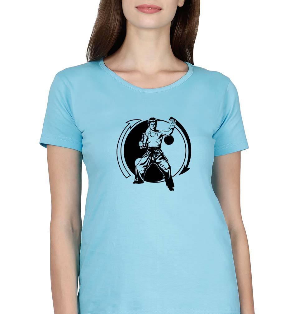 Bruce Lee T-Shirt for Women-XS(32 Inches)-SkyBlue-Ektarfa.online