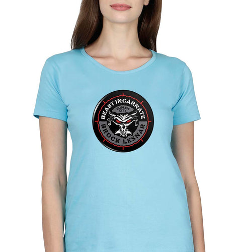Brock Lesnar (WWE) T-Shirt for Women-SkyBlue-Ektarfa.online
