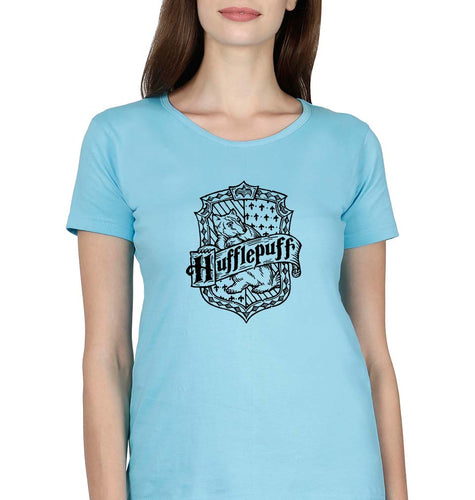 Hufflepuff Harry Potter T-Shirt for Women-SkyBlue-Ektarfa.online